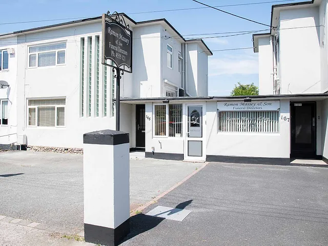 Outside Ramon Massey & Son's funeral home in crumlin cross