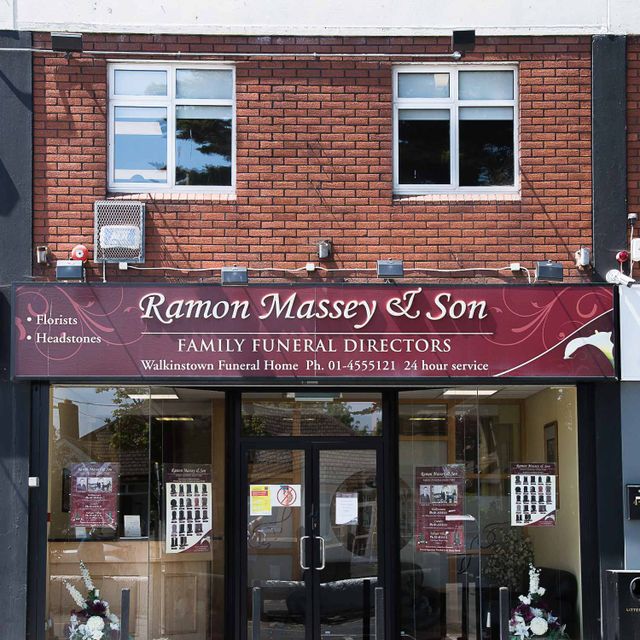 Outside Ramon Massey & Son's funeral home in Walkinstown